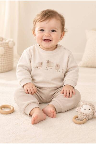 BabyCosy طقم بنطلون بودي بنمط خروف من القطن العضوي 100% 8184