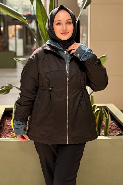 Ghisa Stone-Embellished Denim Jacket Combination Coat