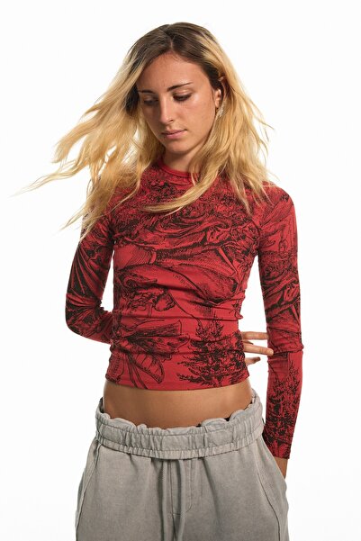 Bershka Uzun kollu fitted ARIES X tişört