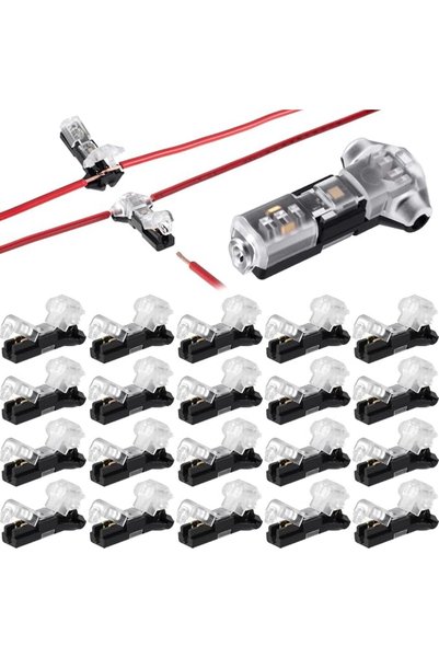 SYOSI 20 Pcs 1 Pin Quick Clip Fasteners Wire Connectors, 3 Way Plug-in Wire C...