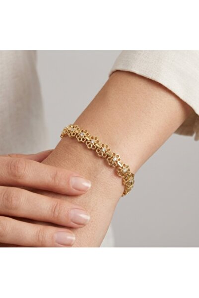 Rostil Efect Premium 14K Gold Plated Bracelet – Art Deco Floral Design and Zi...