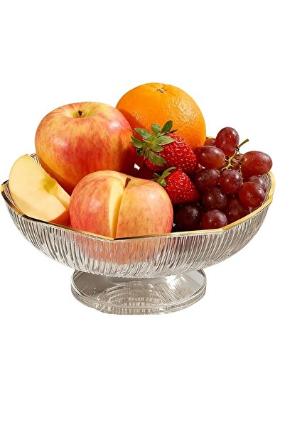 GENERAL Gold Trimmed Fruit Platter Decorative Snacks Bowl Fruit Bowl Candy Tr...