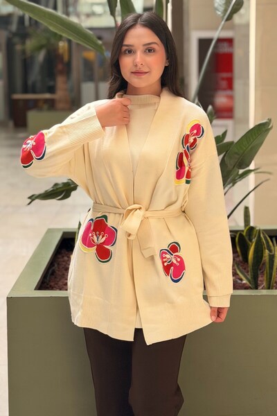 Ghisa Colorful Floral Embroidered Knitwear Cardigan