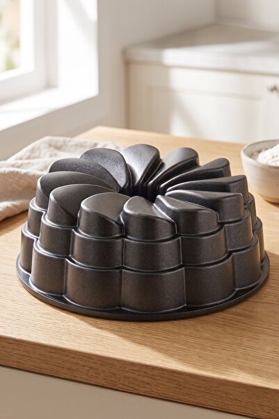 Emsan Black Shiny Rose Döküm Kek Kalıbı 22 cm