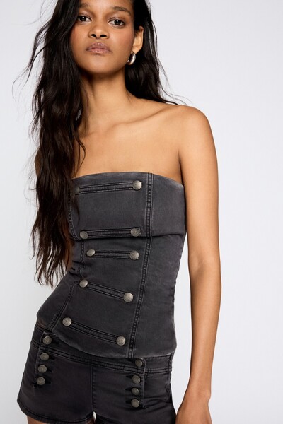 Bershka Düğmeli bandeau top