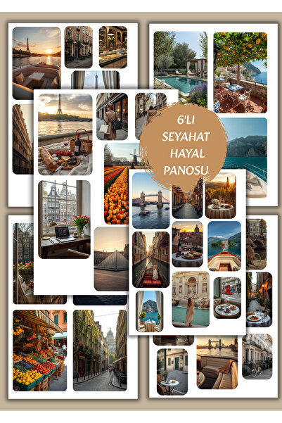 VORACRAFT 6'lı Vision Board Sticker Set Seyahat Aşk Para Hayal Panosu A5 Boy ...