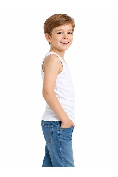 BABİDO Boy's White Undershirt Set of 6 100% Cotton Soft Textured Underwear