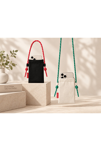 Baghashtag Loop Black Green Corded Cloth Phone Bag
