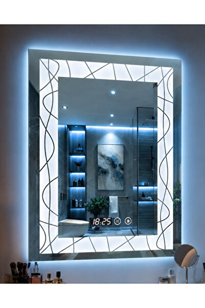 odjas Oglinda LED 70X90 cm cu margini decorative, iluminare ambientala, touch...
