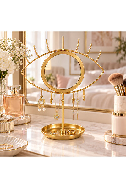 ARVALE Gold Göz Tasarımlı Masaüstü Makyaj Aynası ve Takı Organizeri – Askılı ...