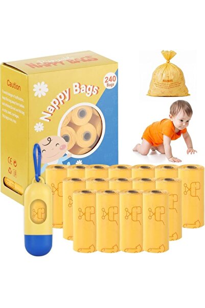 Naxifly 240 قطعة من أكياس التخلص من الحفاضات، أكياس حفاضات الأطفال المعطرة بت...