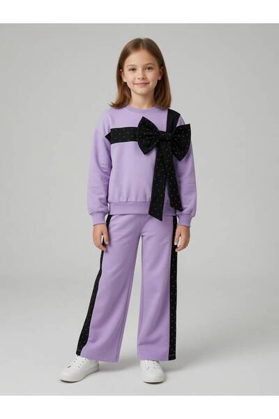 Kids Club Stone-Embellished Large Ribbon Detail Girls' Set