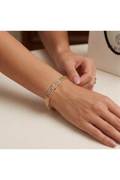 Rostil Efect Brățară Premium Versatilă – Motiv Grecesc (Meandru) și Cristale Strălucitoare