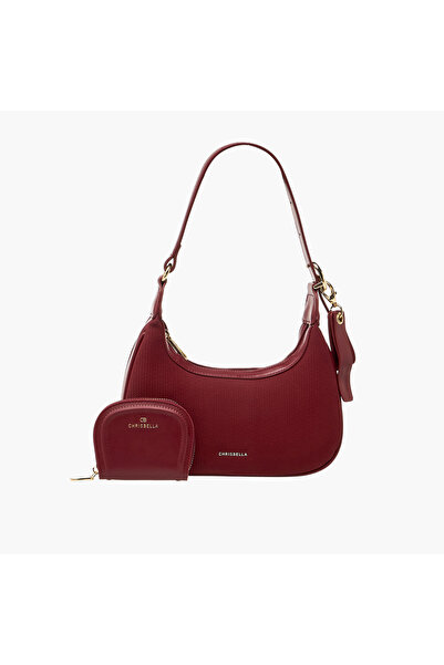 Chrisbella Textured Baguette Bag with Pouch