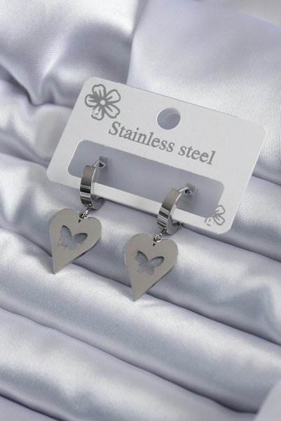 Lovesta Home 316L Steel Silver Color Heart Model Processing Women's Earrings ...