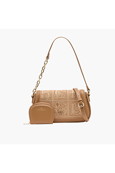 Chrisbella Embossed Shoulder Bag with Pouch
