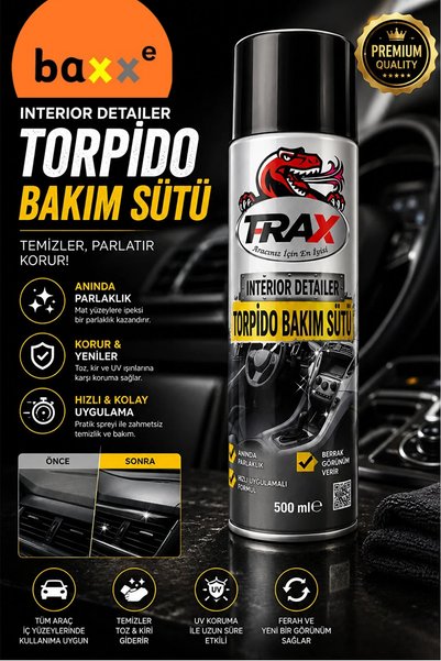 baxxe Trax Premium Oto Araç Torpido Bakım Sütü Torpido Parlatıcı Aerosol 500ml