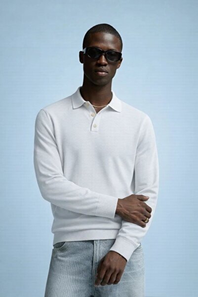 COMBİNE MİCHAİL Men's Trend Casual White Knitwear Sweater