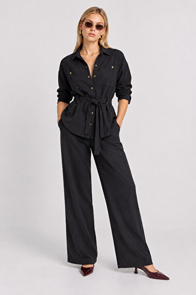 Lovelyİstanbul Belted Premium Selection Suede Modal Suit Lby0085 Black