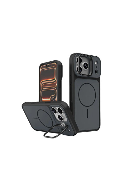 Apple iPhone 17 Pro Max MagSafe Standlı Koruyucu Kılıf - Siyah