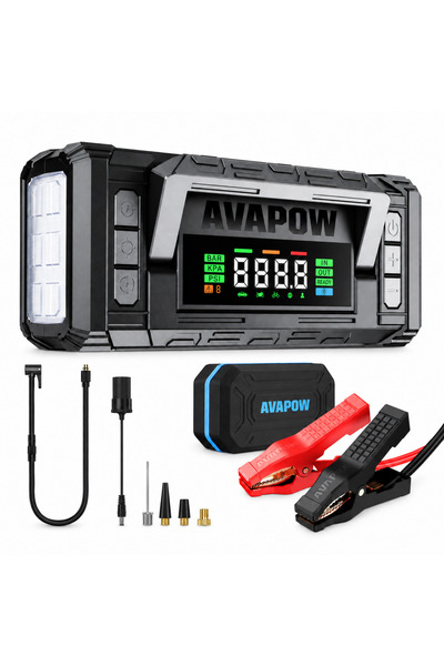 Avapow TM28 Titan 20000mAh 4000A Bitmiş Akü Çalıştıran Jump Starter+Lastik Şişirme Taşınabilir Akü Takviye