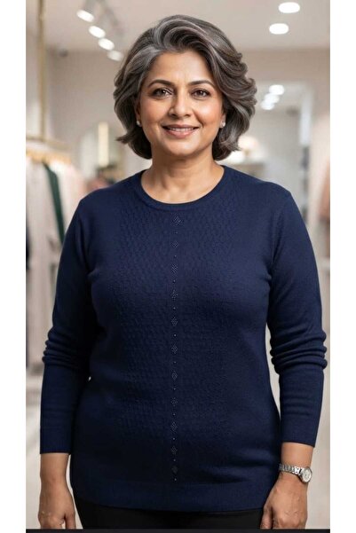 güncüoğlu Plus Size Self-Patterned Knitwear Sweater