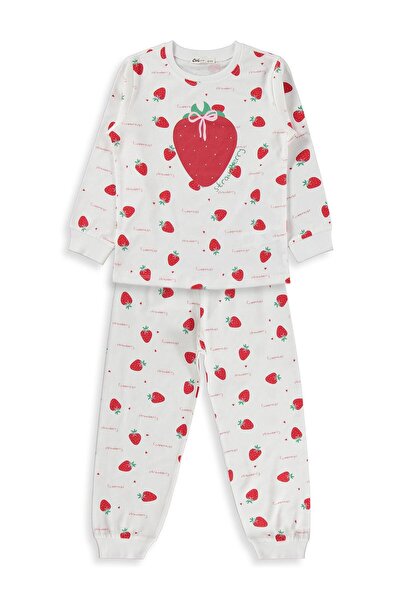 Civil Girls Civil Girls' Strawberry Patterned Pajama Set |   Single Jersey-Si...