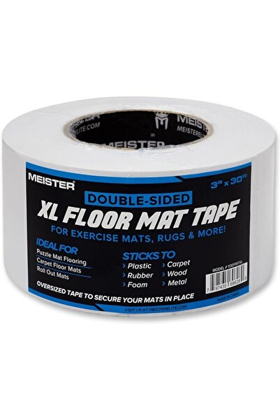 Meister Double-Sided XL Floor Mat Tape - Secures Exercise Mats & Rugs In Plac...