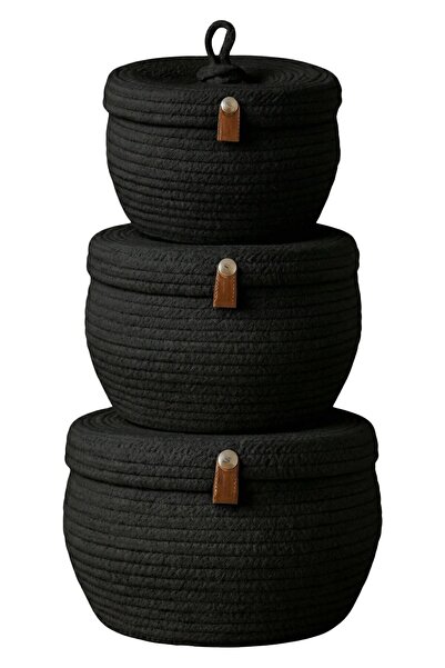 Comfort Craft Σετ 3 καλαθιών οργάνωσης από κωνική γιούτα με καπάκια (που μπορ...