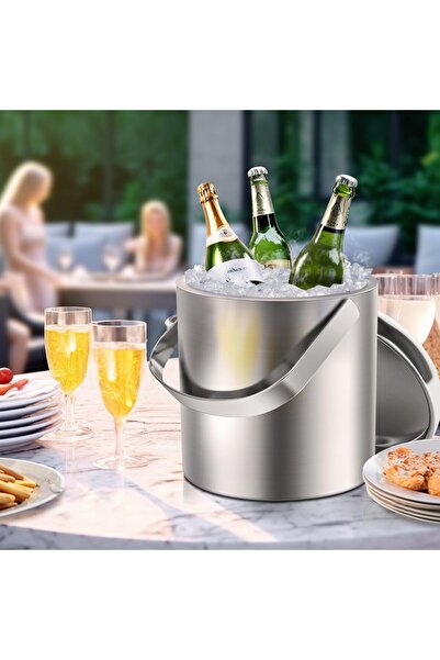Sailnovo AM004189-1129-6 buz kovası 1,2 L, kapaklı ve maşalı, paslanmaz çelik