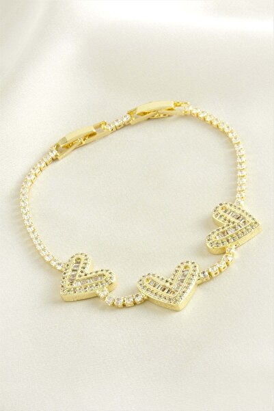 TakÇalıştır Heart Baguette Stone Luxury Steel Bracelet