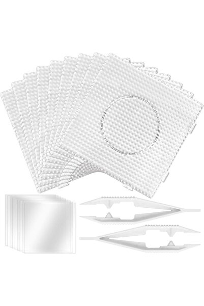 TERRIFI 9Pcs 5mm Large Square Fuse Bead Boards with 2 Tweezers and 9 Ironing ...
