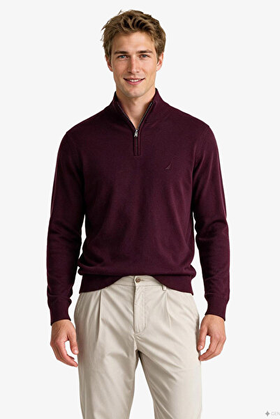 Nautica Men's Red Regular Fit Knitwear