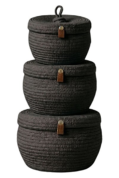 Comfort Craft Σετ 3 καλαθιών οργάνωσης από κωνική γιούτα με καπάκια (που μπορ...