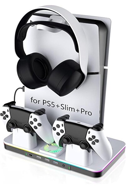 XICEN حامل ومحطة تبريد لجهاز PS5/Pro/Slim مع شاحن مزدوج لوحدات التحكم لجهاز ب...