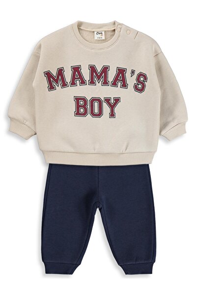 Civil Baby Mama's Boy Baskılı 6-18 Ay Takım - Ekru