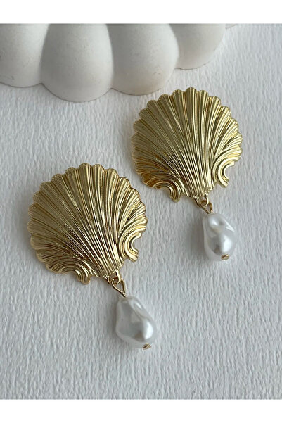 Luparadis سلسلة خاصة من الأقراط الذهبية ذات العلامة التجارية Sea Shell Pearl