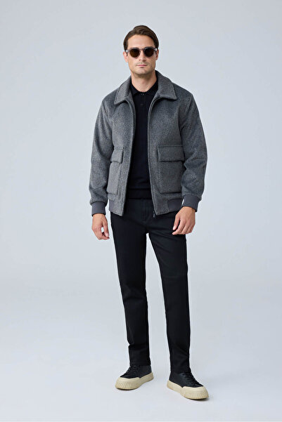 Danger Men's Wool Soft Buttoned Cashmere Coat Gray 4341Dngr