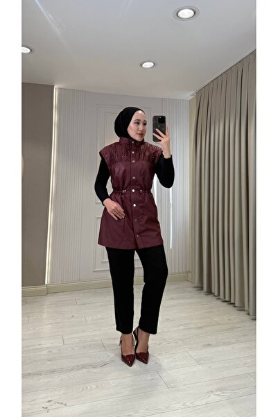 Jupe Kadın Safir Kumaş Taş İşlemeli Yelek 9262