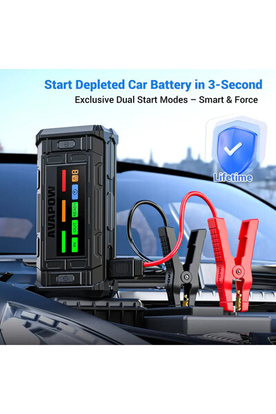 Avapow TJ18 Titan Seri 12000mAh 2000A Bitmiş Aküyü Çalıştıran Jump Starter Taşınabilir Akü Takviye Cihazı