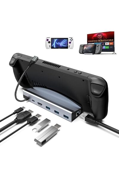 KASTWAVE Docking Station for Steam Deck & ROG Ally, 6-in-1 Hub with 4K HDMI, ...