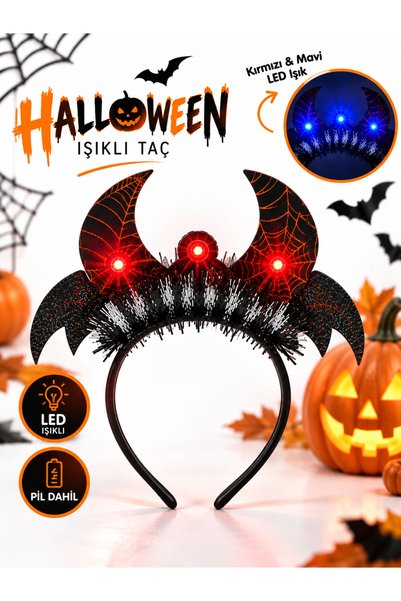 party mix Partymix Halloween Işıklı Yarasa Taç LED Yanıp Sönen Cadılar Bayram...