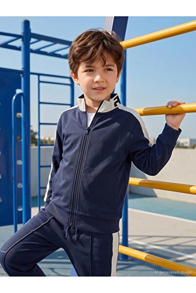 Civil Boys Civil Boys' Pique Active Cardigan |   Pike Long Sleeve Judge Colla...