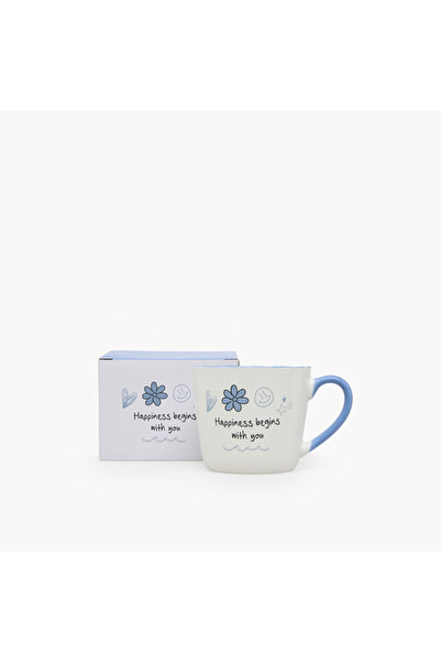 Lifestyle Slogan Print Bone China Mug - 370 ml