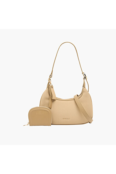 Chrisbella Textured Baguette Bag with Pouch