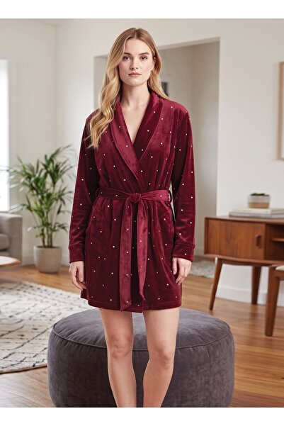 MEBA Women's Velvet Pocketed Dressing Gown, Dowry Gift