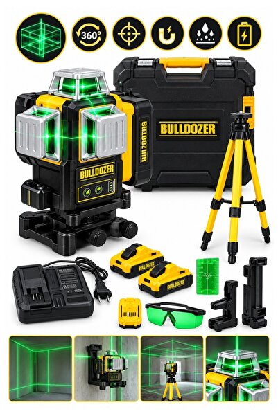 Bulldozer 12 Lazerli 360 Derece Yeşil Lazer Hizalama Lazer Terazi Makinesi
