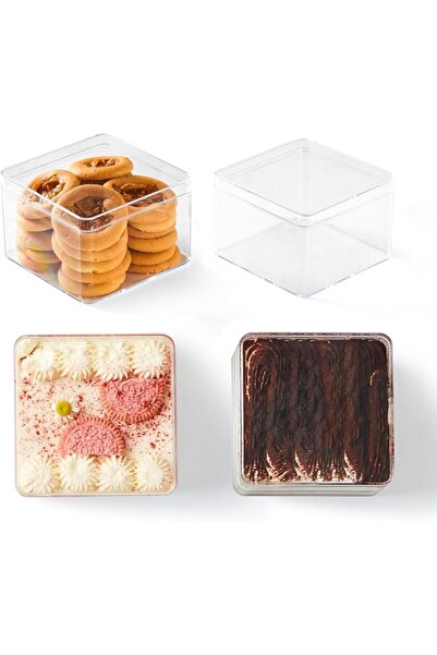 TERRIFI 8Pcs Plastic Dessert Boxes, Clear Packaging Containers with Lids, Foo...