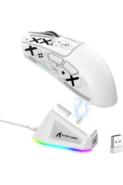 LexonElec ماوس الألعاب اللاسلكي X Attack Shark X11 مع محطة شحن مغناطيسية بإضا...