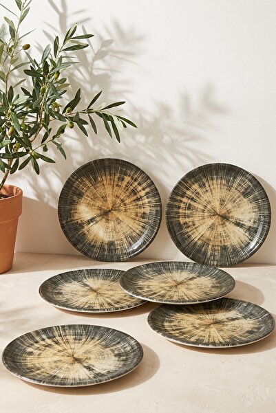 RUBİ PORSELEN Colosseum 6-Piece Porcelain Cake & Dessert Plate Set 17 cm - Pa...